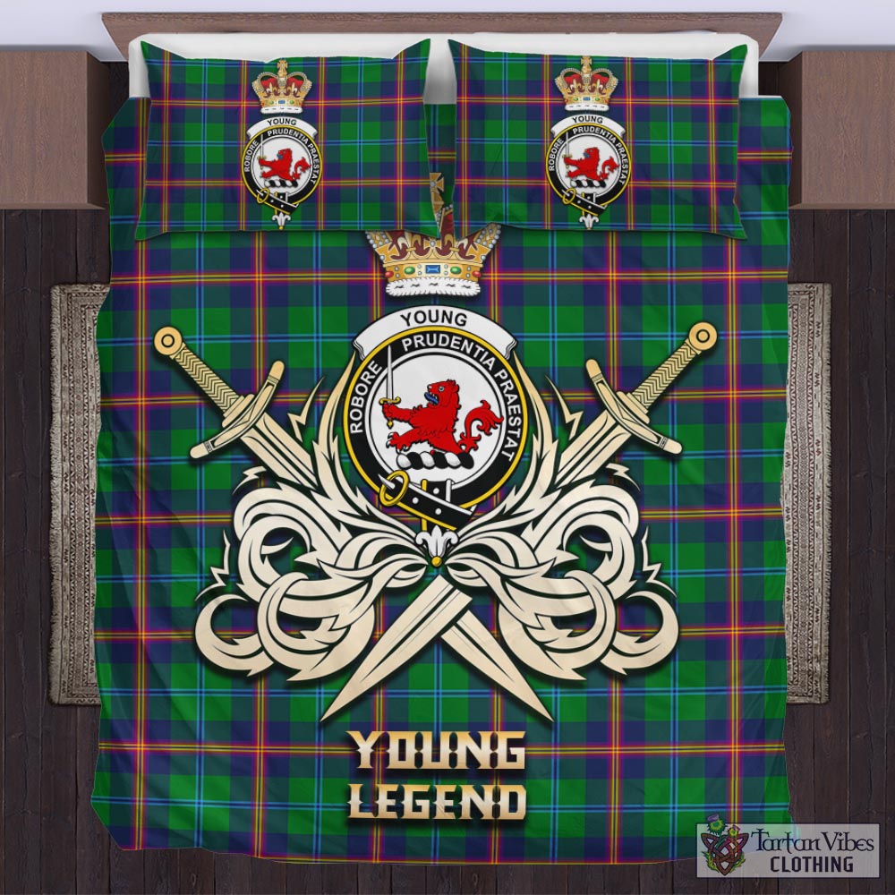 Tartan Vibes Clothing Young Modern Tartan Bedding Set with Clan Crest and the Golden Sword of Courageous Legacy