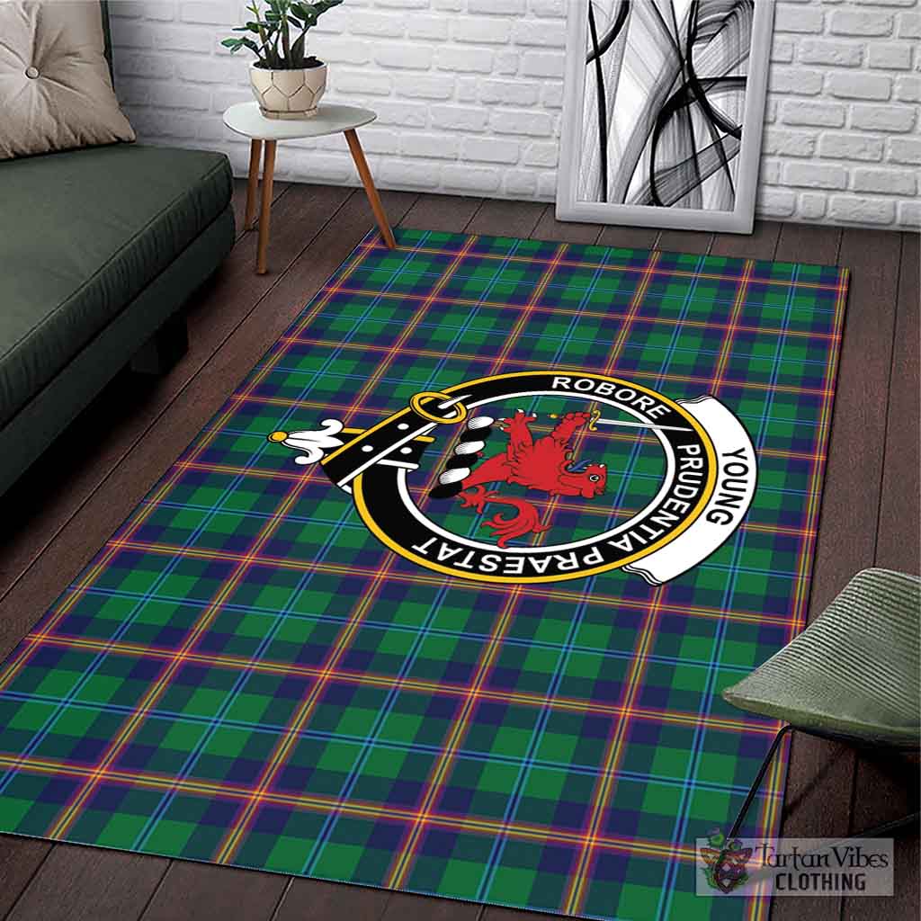 Tartan Vibes Clothing Young Modern Tartan Area Rug with Family Crest