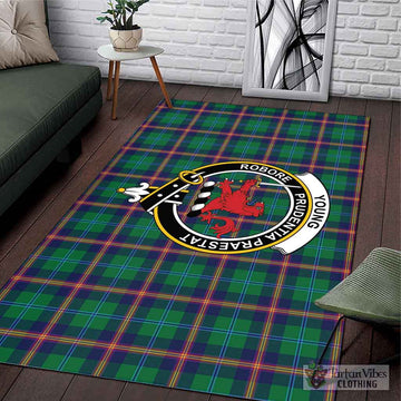 Young Tartan Area Rug with Family Crest