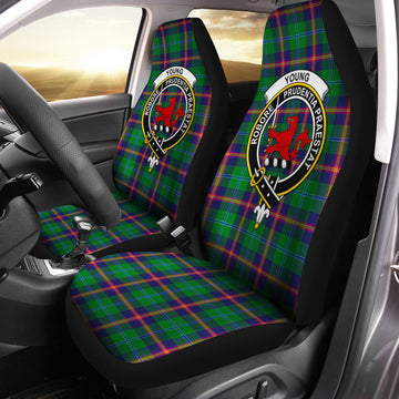 Young Modern Tartan Car Seat Cover with Family Crest One Size - Tartanvibesclothing