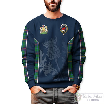 Young Modern Tartan Sweatshirt with Family Crest and Scottish Thistle Vibes Sport Style