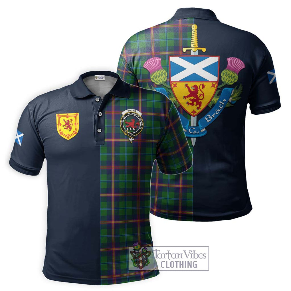 Tartan Vibes Clothing Young Modern Tartan Polo Shirt with Scottish Lion Royal Arm Half Style