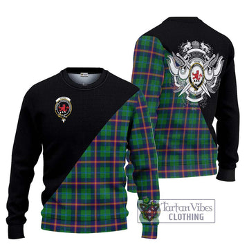 Young Tartan Knitted Sweater with Family Crest and Military Logo Style Unisex - Tartanvibesclothing Shop