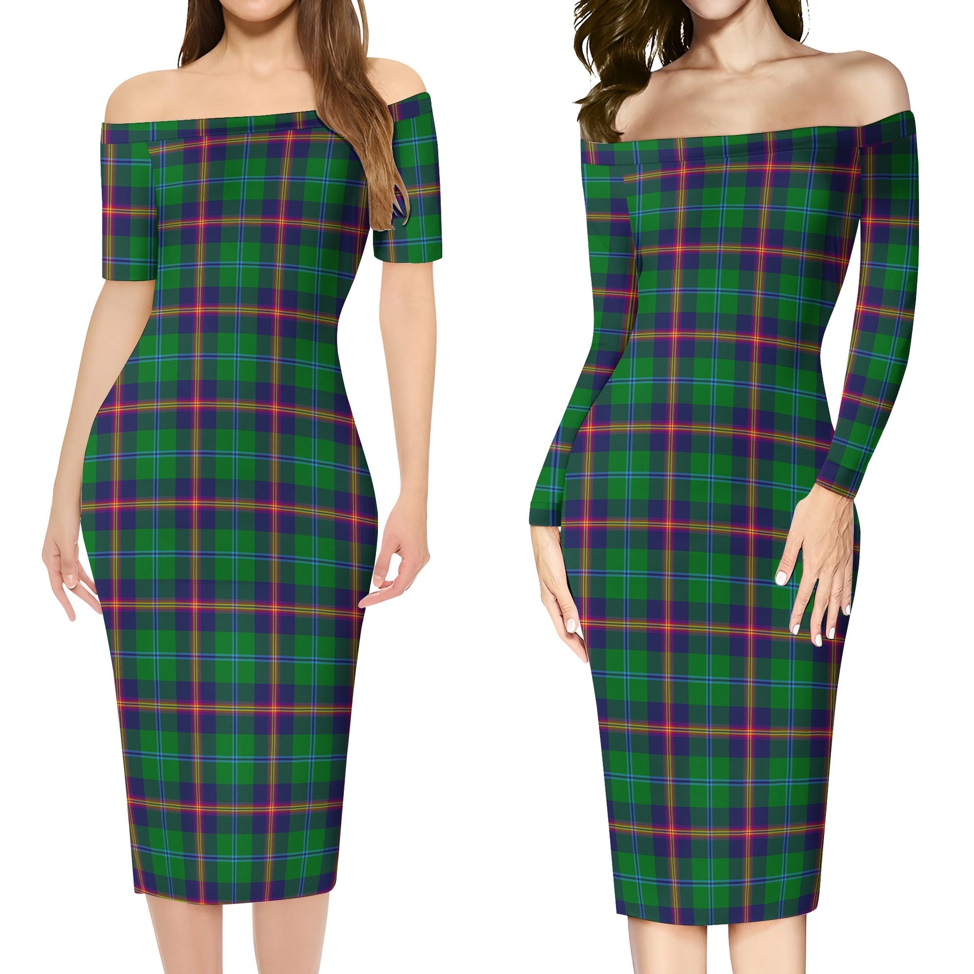 Young Modern Tartan Off Shoulder Lady Dress Women's Dress - Tartanvibesclothing