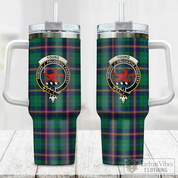 Young Modern Tartan and Family Crest Tumbler with Handle