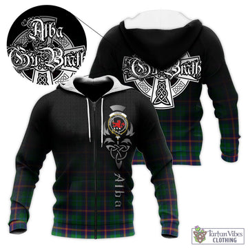 Tartan Vibes Clothing Young Modern Tartan Knitted Hoodie Featuring Alba Gu Brath Family Crest Celtic Inspired