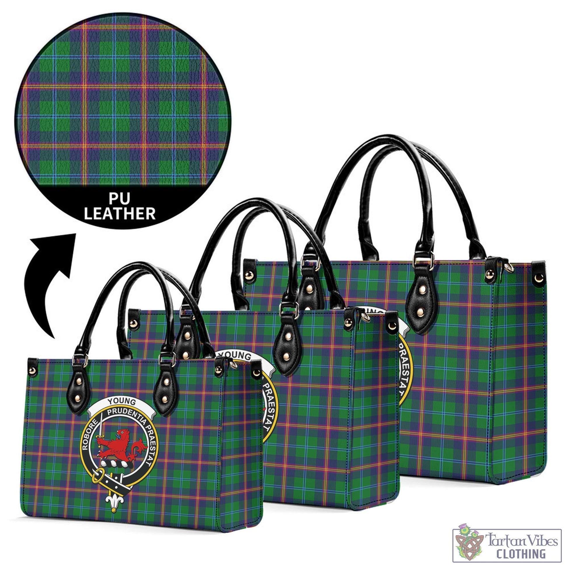 Young Tartan Luxury Leather Handbags with Family Crest L - Tartan Vibes Clothing