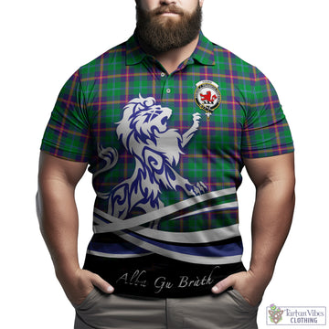 Young Modern Tartan Polo Shirt with Alba Gu Brath Regal Lion Emblem