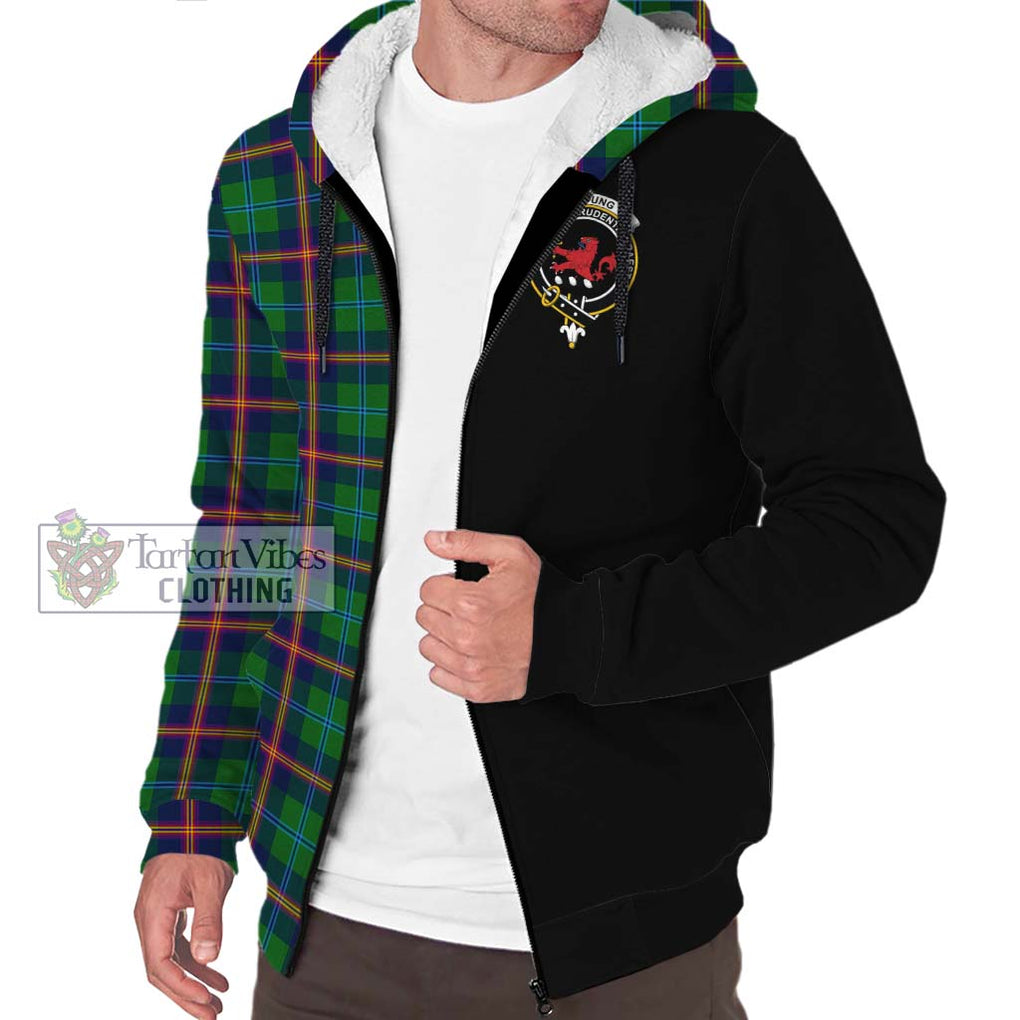 Young Tartan Sherpa Hoodie with Family Crest and Half Of Me Style Unisex S - Tartanvibesclothing Shop