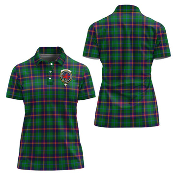 Young Modern Tartan Polo Shirt with Family Crest For Women