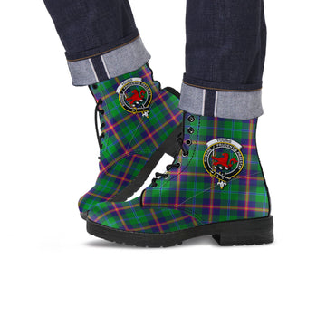 Young Tartan Leather Boots with Family Crest