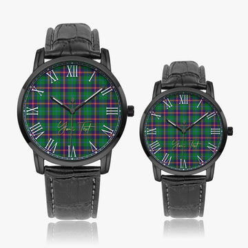 Young Modern Tartan Personalized Your Text Leather Trap Quartz Watch