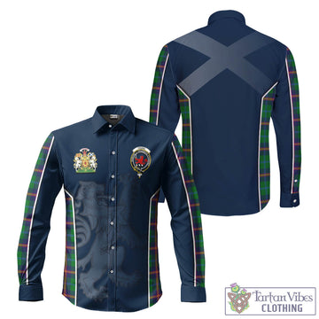 Young Tartan Long Sleeve Button Up Shirt with Family Crest and Lion Rampant Vibes Sport Style