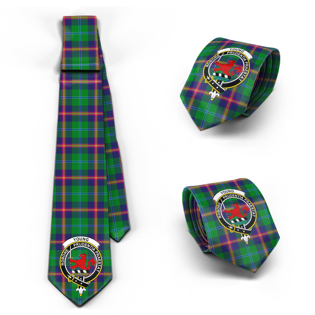 Young Tartan Classic Necktie with Family Crest Necktie One Size - Tartan Vibes Clothing