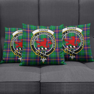 Young Modern Tartan Pillow Cover with Family Crest Square Pillow Cover - Tartanvibesclothing Shop