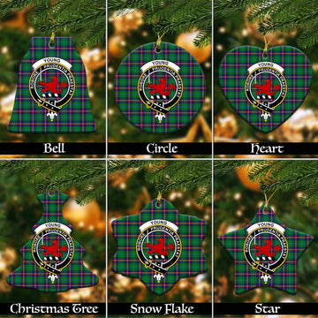 Young Modern Tartan Christmas Ornaments with Family Crest