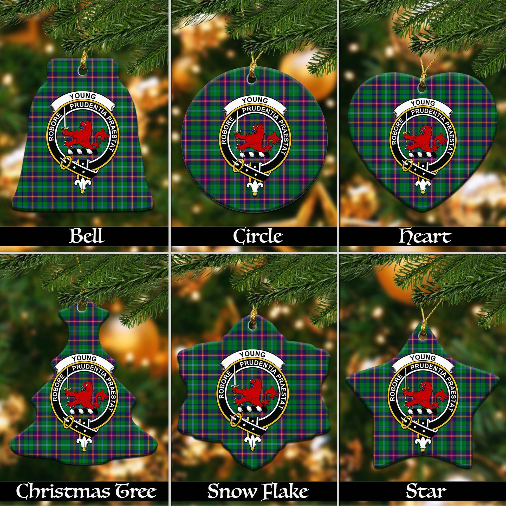 Young Modern Tartan Christmas Ornaments with Family Crest - Tartanvibesclothing