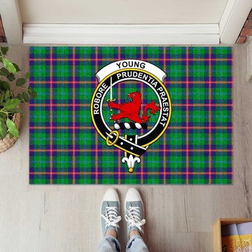 Young Tartan Rubber Doormat with Family Crest