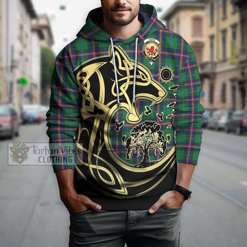 Young Tartan Hoodie with Family Crest Celtic Wolf Style Zip Hoodie - Tartan Vibes Clothing