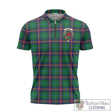 Young Tartan Zipper Polo Shirt with Family Crest