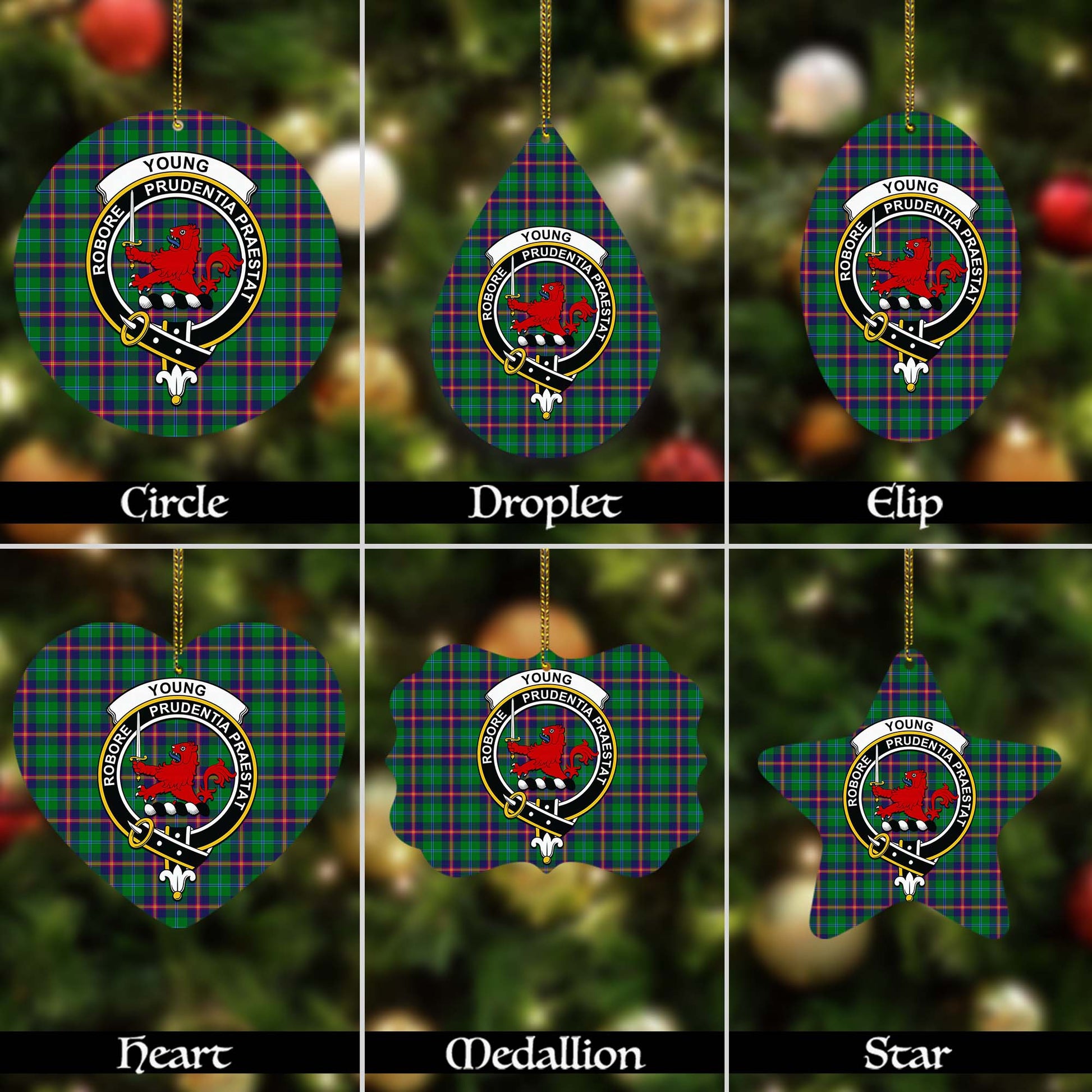 Young Modern Tartan Christmas Ornaments with Family Crest - Tartanvibesclothing