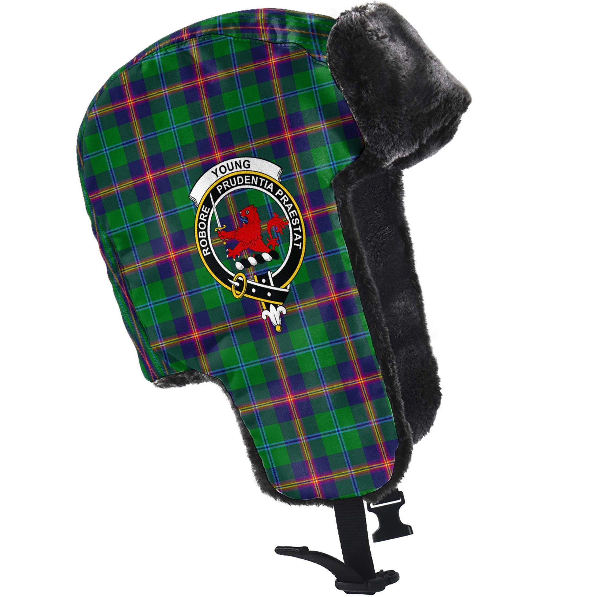 Young Tartan Winter Trapper Hat with Family Crest - Tartan Vibes Clothing
