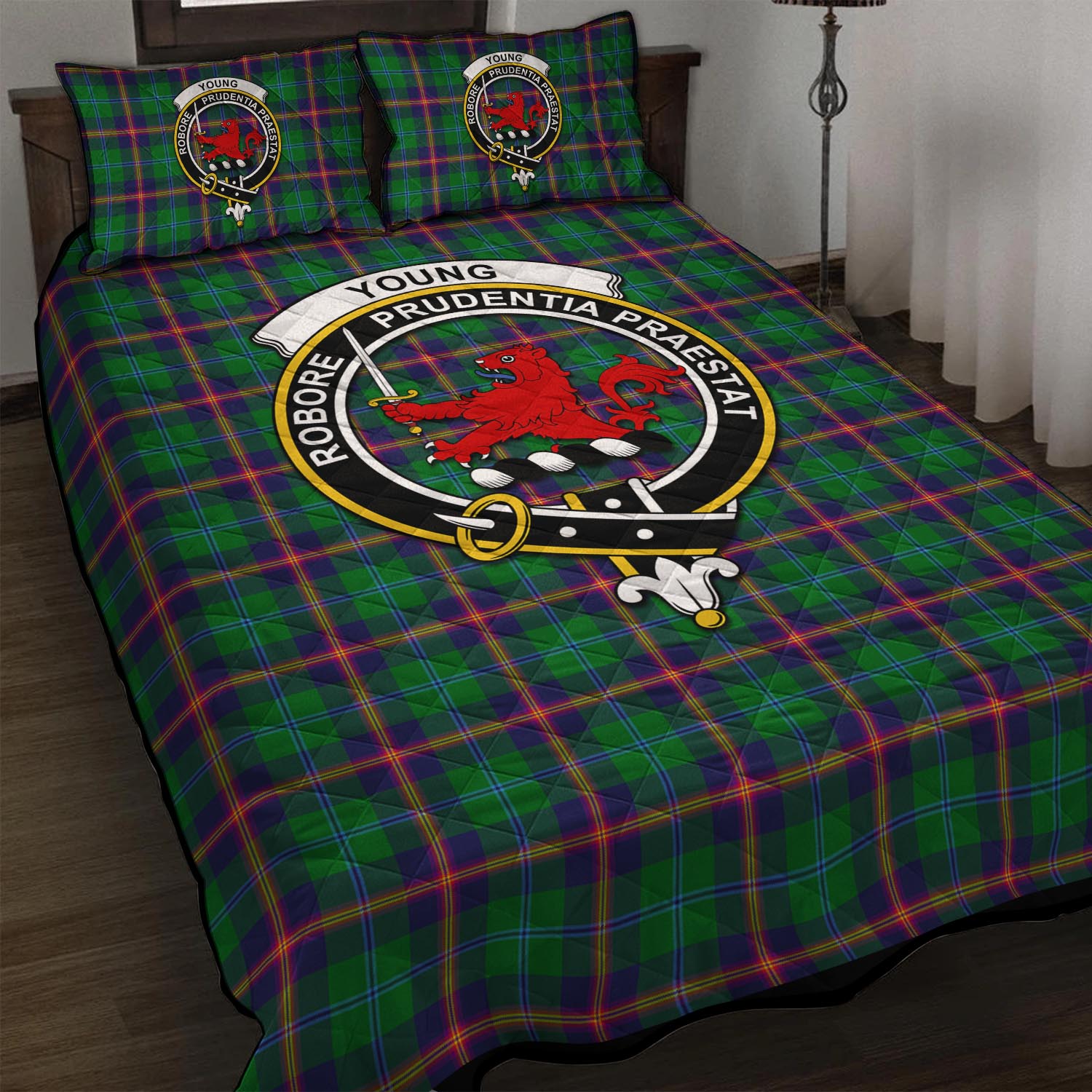 Young Tartan Quilt Bed Set with Family Crest - Tartan Vibes Clothing