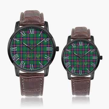 Young Modern Tartan Personalized Your Text Leather Trap Quartz Watch