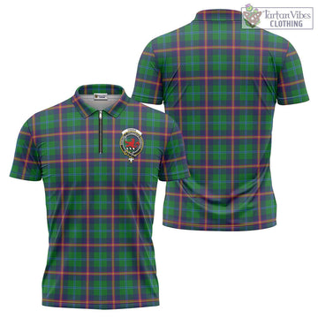 Young Tartan Zipper Polo Shirt with Family Crest