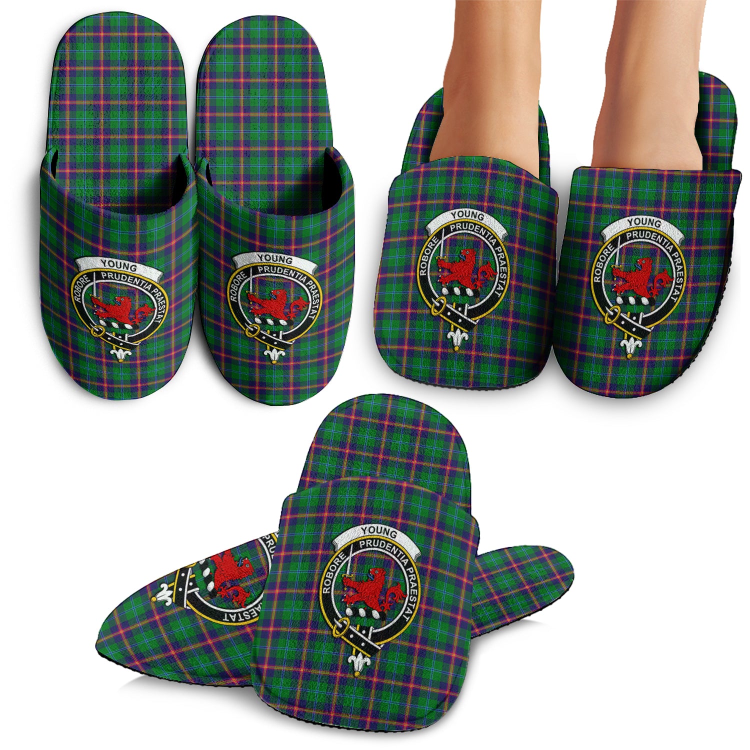 Young Tartan Home Slippers with Family Crest - Tartan Vibes Clothing