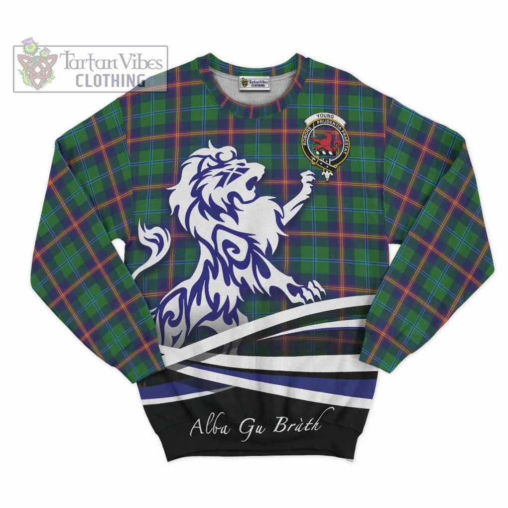 Young Tartan Sweatshirt with Alba Gu Brath Regal Lion Emblem - Tartanvibesclothing Shop