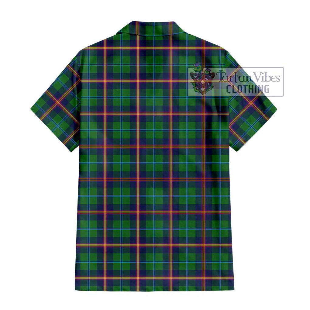 Young Tartan Short Sleeve Button Shirt with Family Crest DNA In Me Style - Tartanvibesclothing Shop