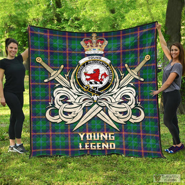 Young Modern Tartan Quilt with Clan Crest and the Golden Sword of Courageous Legacy