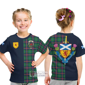 Young Tartan Kid T-Shirt Alba with Scottish Lion Royal Arm Half Style