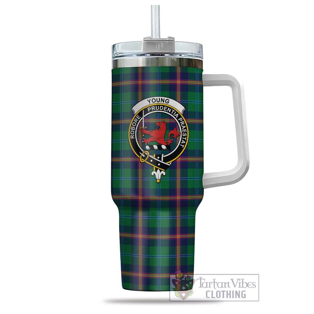 Tartan Vibes Clothing Young Modern Tartan and Family Crest Tumbler with Handle