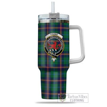 Young Modern Tartan and Family Crest Tumbler with Handle