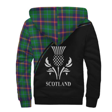 Young Modern Tartan Sherpa Hoodie with Family Crest Curve Style