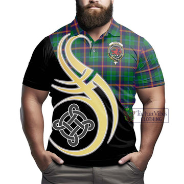 Young Tartan Polo Shirt with Family Crest and Celtic Symbol Style