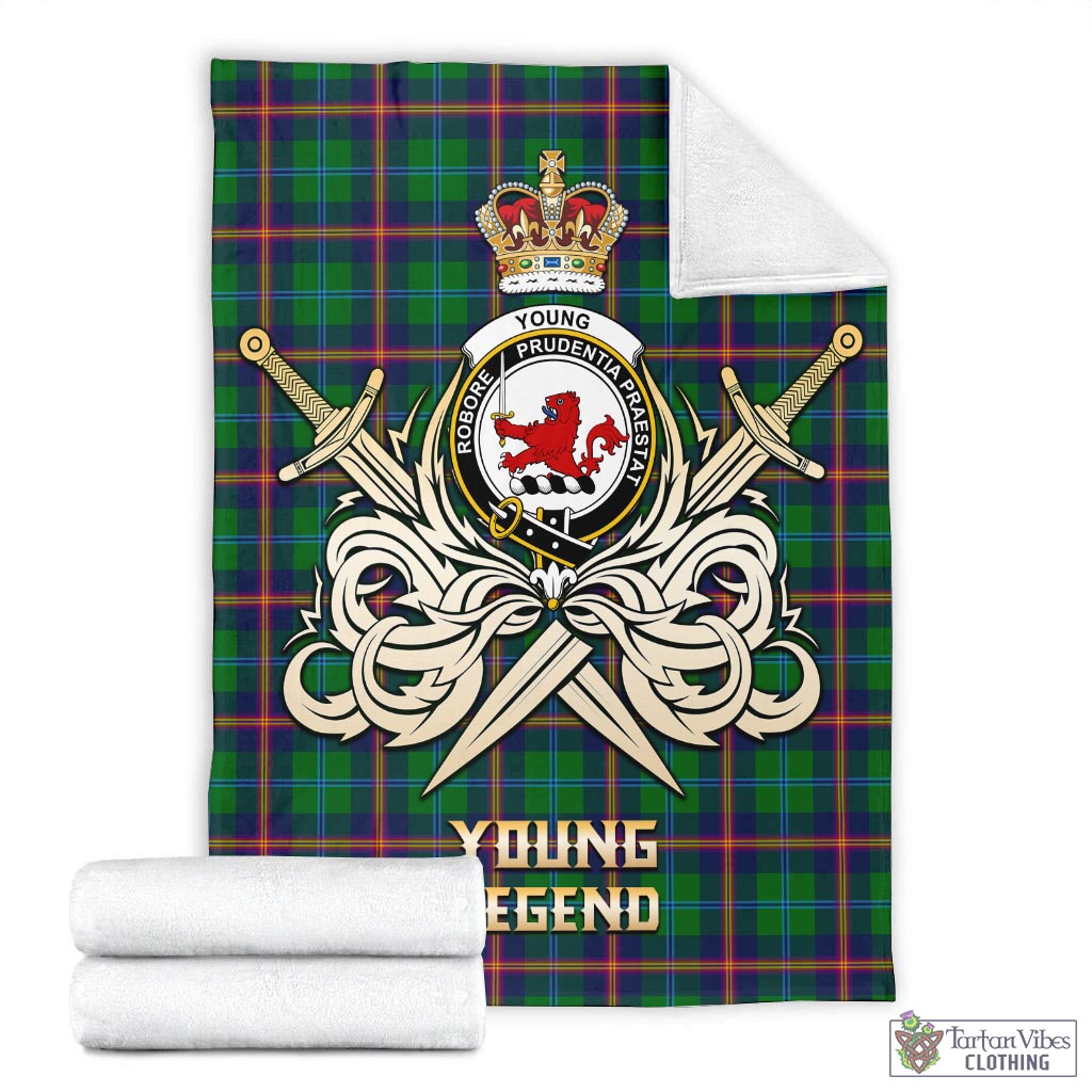 Tartan Vibes Clothing Young Modern Tartan Blanket with Clan Crest and the Golden Sword of Courageous Legacy