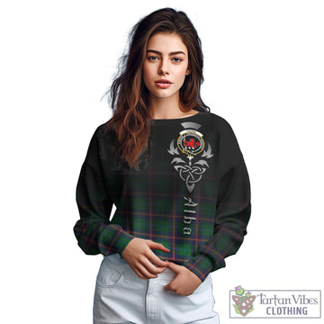 Young Modern Tartan Sweatshirt Featuring Alba Gu Brath Family Crest Celtic Inspired