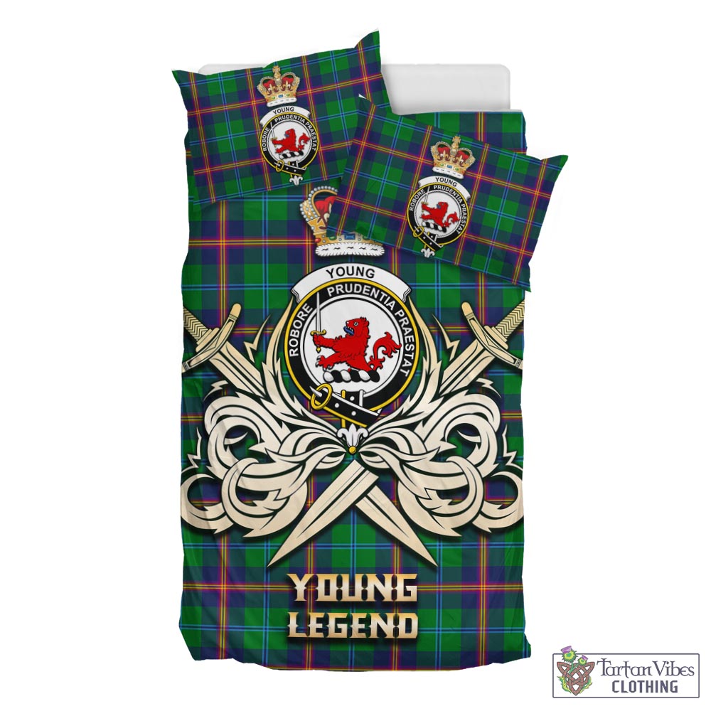 Tartan Vibes Clothing Young Modern Tartan Bedding Set with Clan Crest and the Golden Sword of Courageous Legacy