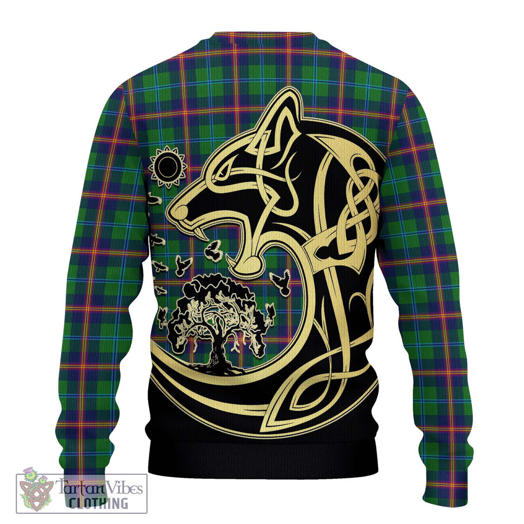 Young Tartan Knitted Sweater with Family Crest Celtic Wolf Style - Tartan Vibes Clothing
