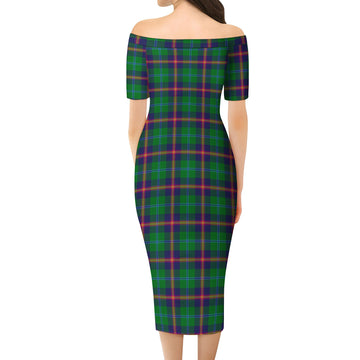 Young Tartan Off Shoulder Lady Dress