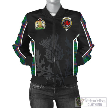 Young Tartan Bomber Jacket with Family Crest and Scottish Thistle Vibes Sport Style
