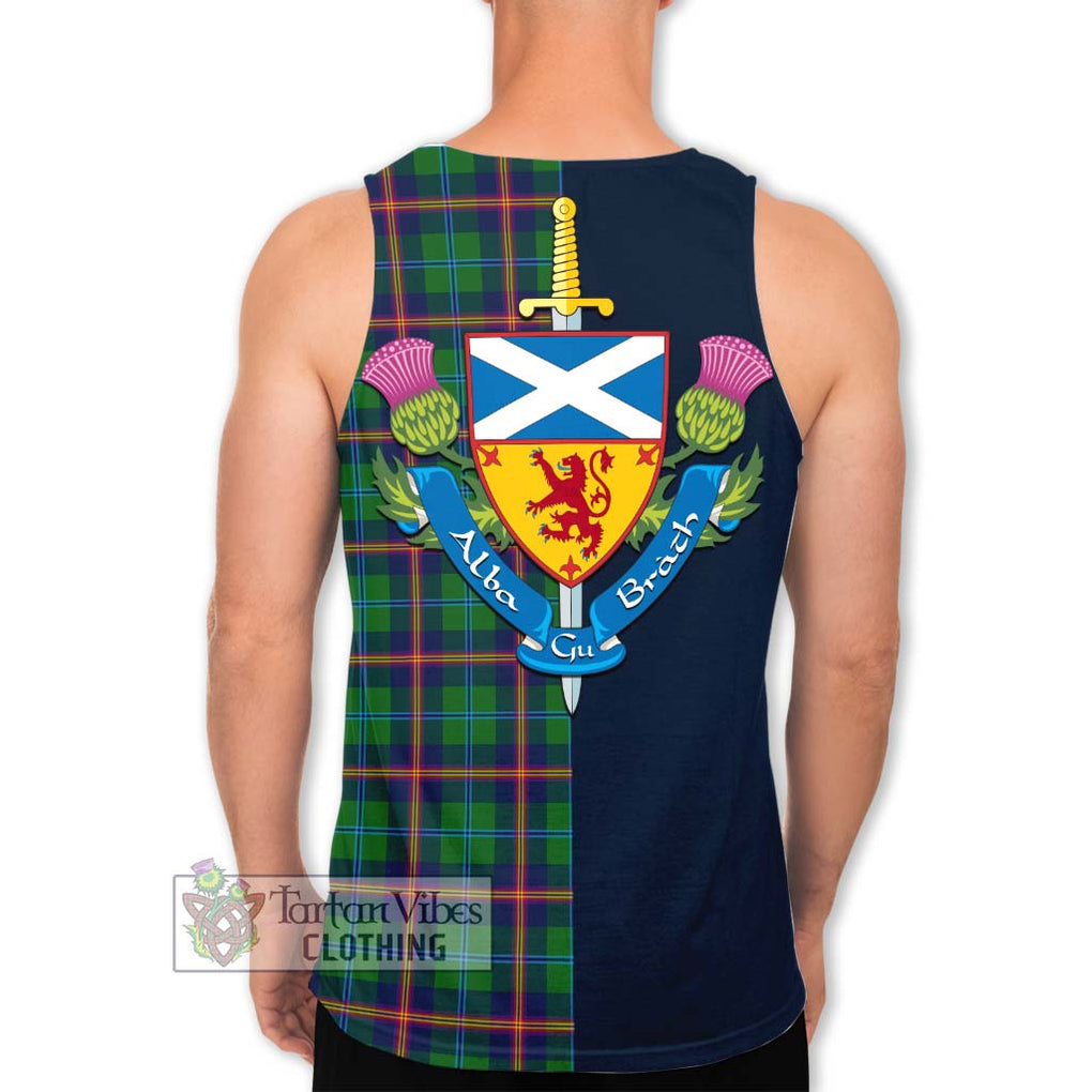 Tartan Vibes Clothing Young Modern Tartan Men's Tank Top with Scottish Lion Royal Arm Half Style