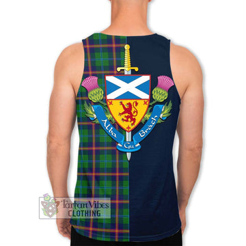 Young Tartan Men's Tank Top Alba with Scottish Lion Royal Arm Half Style