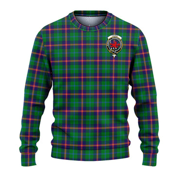 Young Modern Tartan Knitted Sweater with Family Crest - Tartanvibesclothing