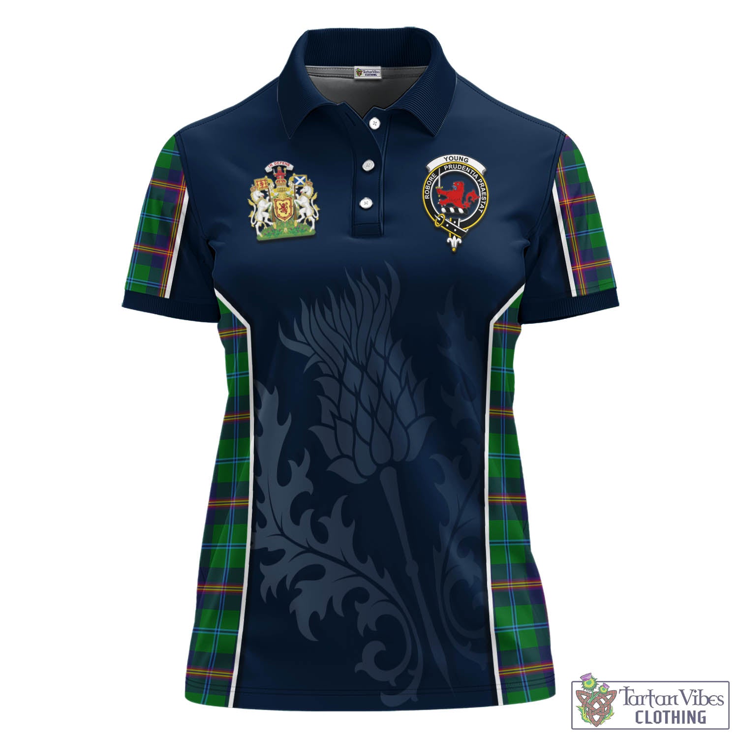 Tartan Vibes Clothing Young Modern Tartan Women's Polo Shirt with Family Crest and Scottish Thistle Vibes Sport Style