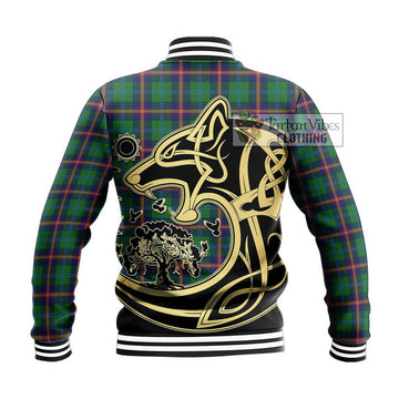 Young Tartan Baseball Jacket with Family Crest Celtic Wolf Style - Tartan Vibes Clothing