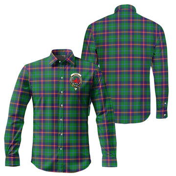 Young Modern Tartan Long Sleeve Button Up Shirt with Family Crest